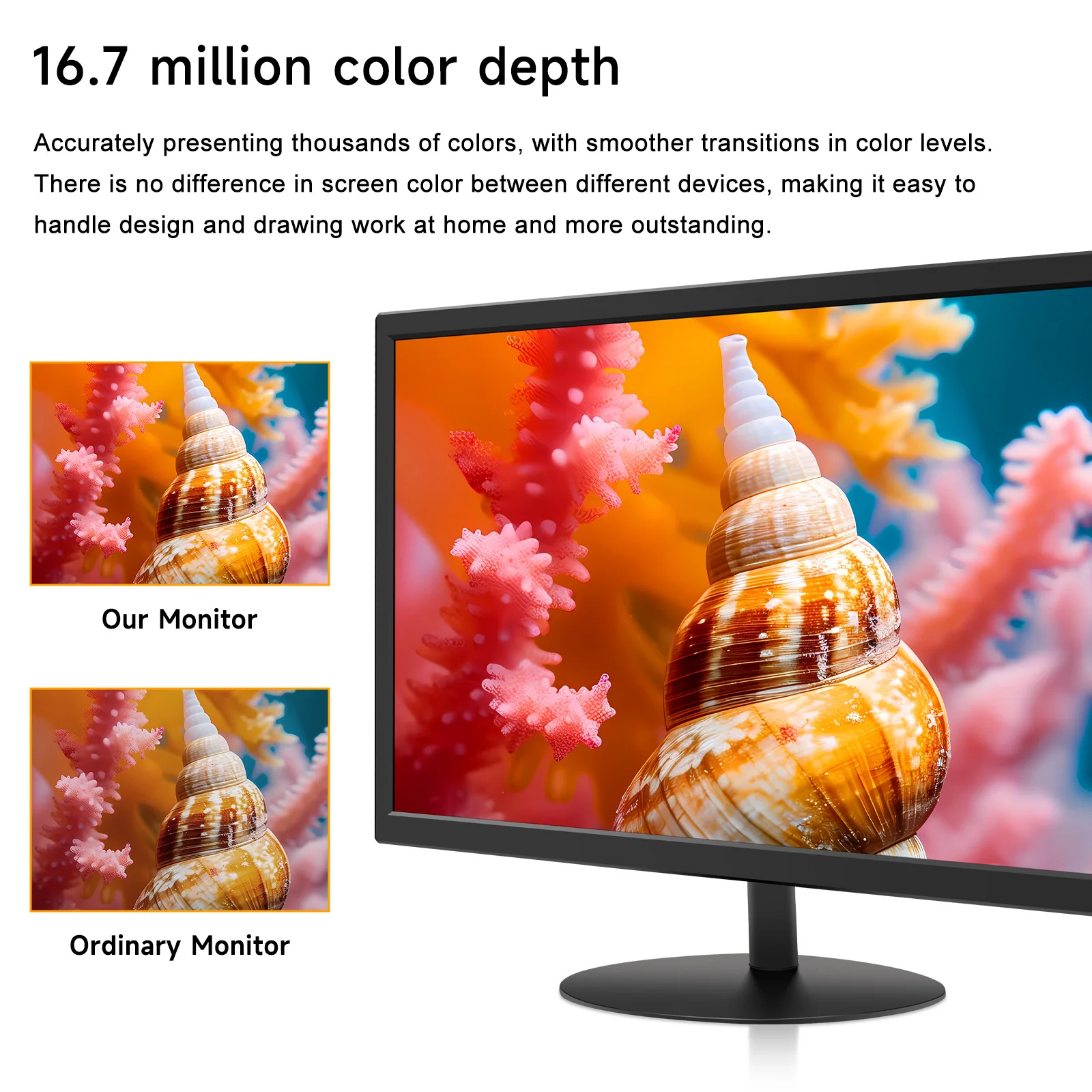 Desktop Computer Monitor, HD LCD Widescreen Display Screen, Office Gaming Monitor for PC Laptop Home Working Entertainment