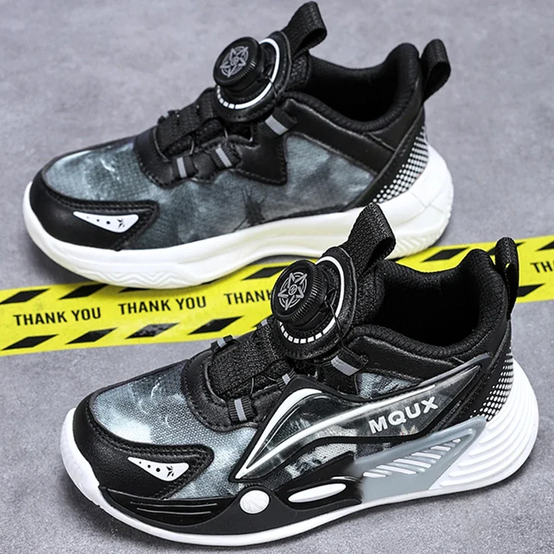 เด็กกีฬารองเท้าสบายๆหมุนหัวเข็มขัดตาข่ายรองเท้าวิ่งแฟชั่นหนา Anti SLIP รองเท้าสําหรับเด็ก