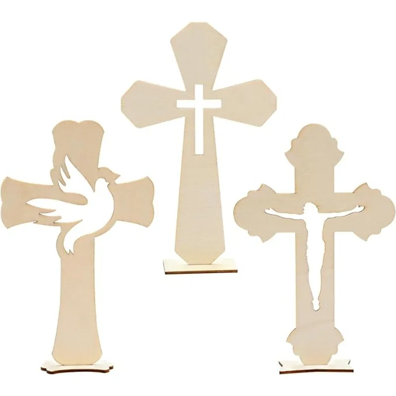 24 Pieces Wooden Crosses Catholic Wood Crosses for Crafts