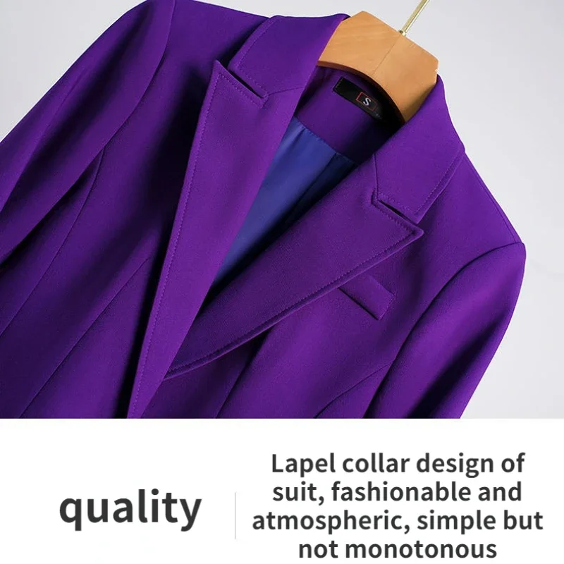 Blazer moda abito da ufficio di alta qualità giacca e pantaloni viola Set da 2 pezzi nuovo vestito in vita abiti temperamento per le donne