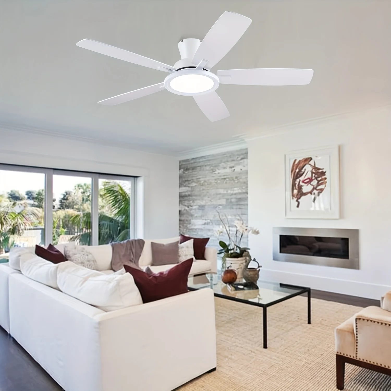 52-Inch Modern Ceiling Fan with RGB LED Lighting, Silent Reversible Motor, Adjustable Brightness & Color Modes, Sleek Black Finish, Indoor/Outdoor Rated – Stylish, Energy-Efficient, and Easy to Install view 3