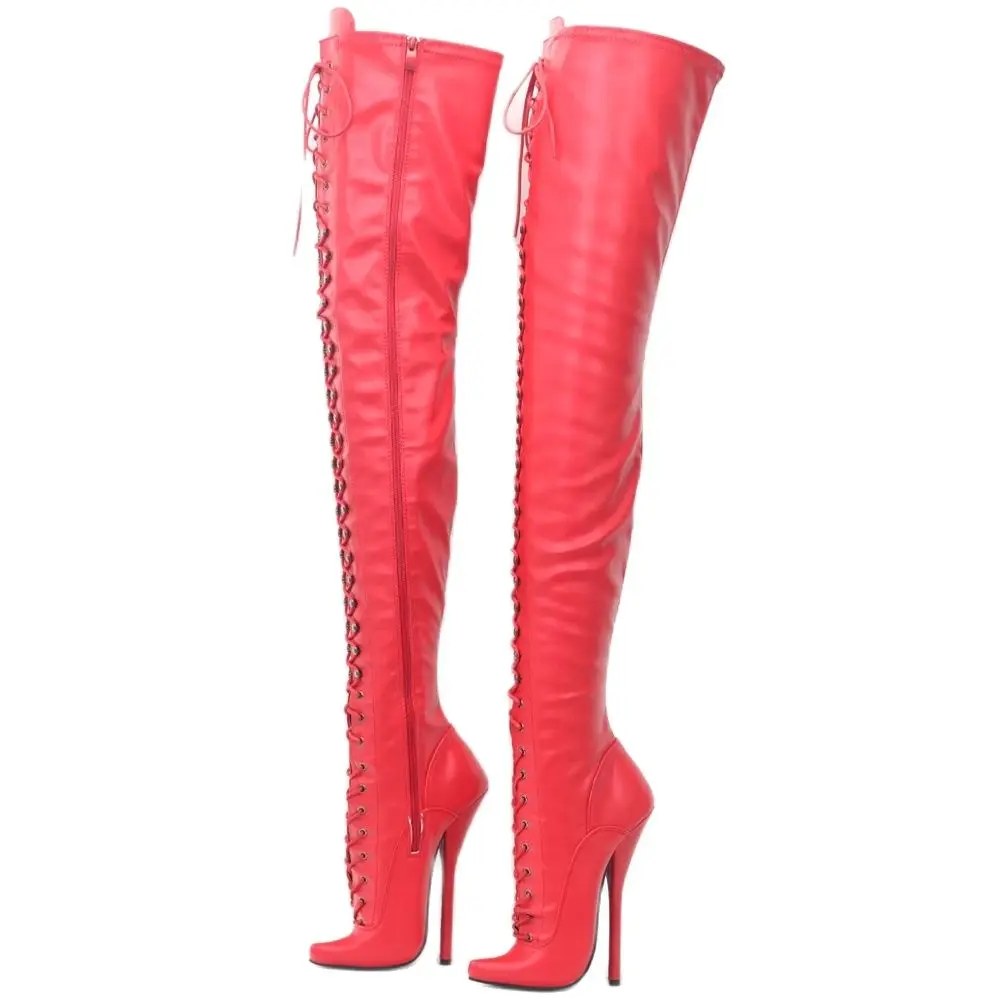 

2023 NEW Women Over-the-Knee Boots 18CM Super High Heel Pointed Toe Side Zip Stiletto Sexy Fetish Nightclub Thigh Long Boots