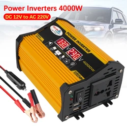 Inverter di potenza digitale a LED da 4000W adattatore convertitore di tensione universale 12v 220v Inverter portatile per auto