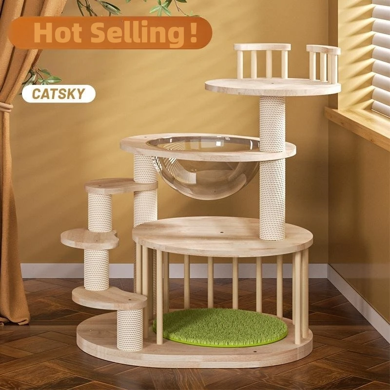 Modern Cat Ceiling Tree Tower Large Cats Condo Tree Play Furniture Scratcher Cat Climbing Frame Tree