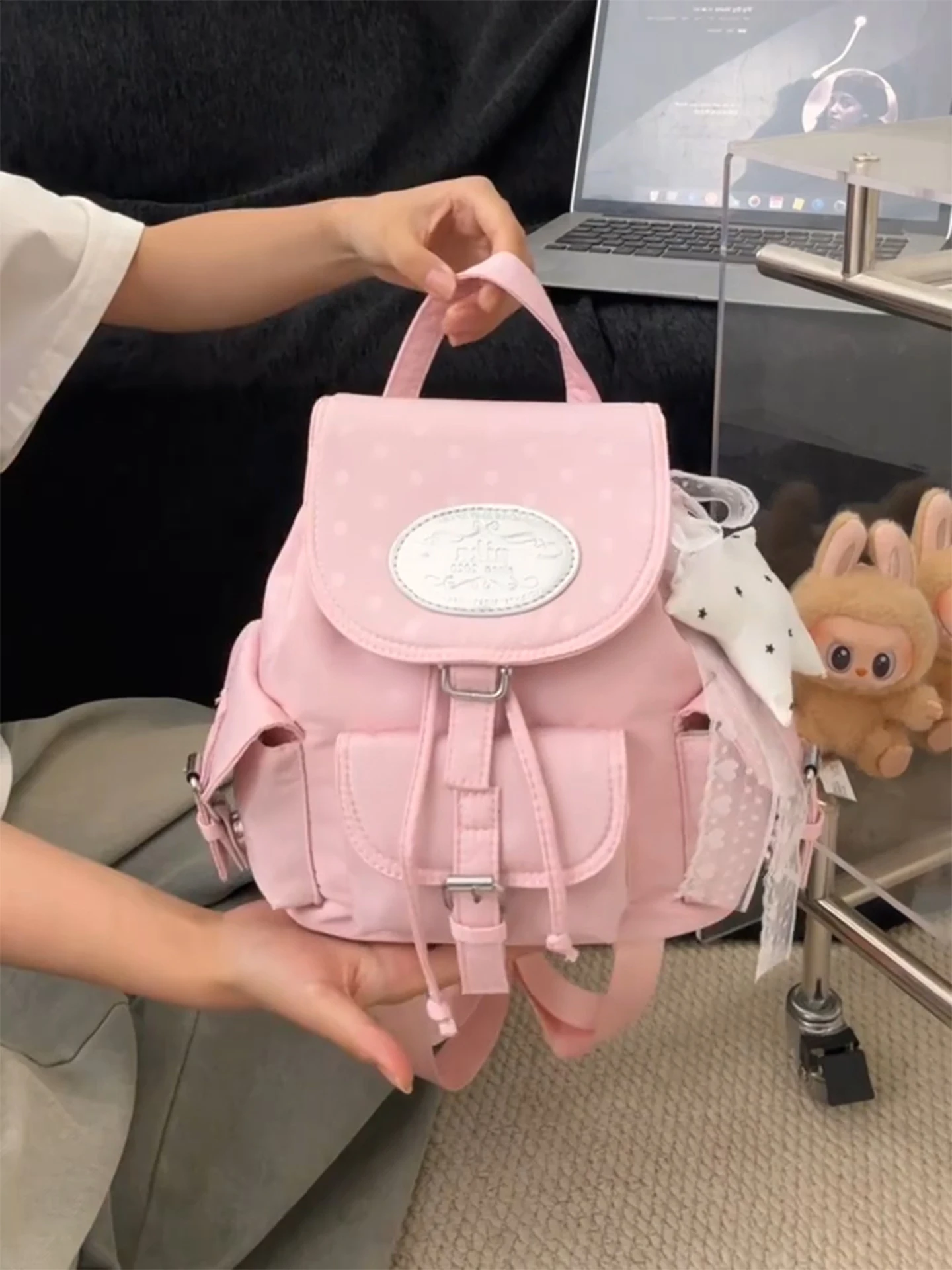 chic-polka-dot-women's-backpack-large-capacity-commuter-bag-casual-style-double-shoulder-strap-2026-new-fashion-lightweight