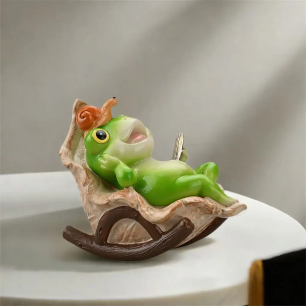 

Cute Frog Rocking Chair Funny Resin Material Frog Potted Plant Figurine Handmade Frog Desktop Decoration Garden Office Desktop