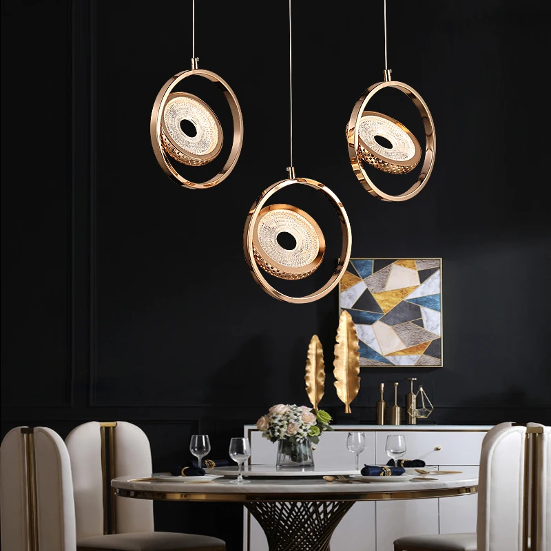 

Luxury Small Chandelier Gold Home Decor Nordic Restaurant Bedroom Dining Living Room Bar Hanglamp Long Plate Led Pendant Light