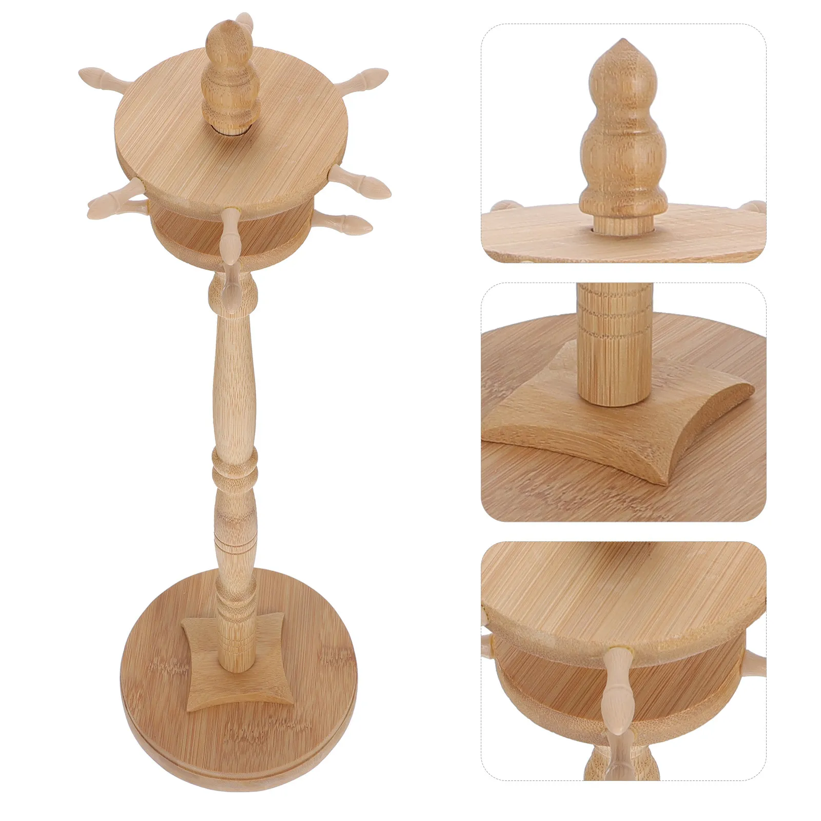 Chinese Calligraphy Brush Holder Wooden Brush Pen Hanging Rack with Rotating Design Sturdy Desktop Display Rack for Study Room