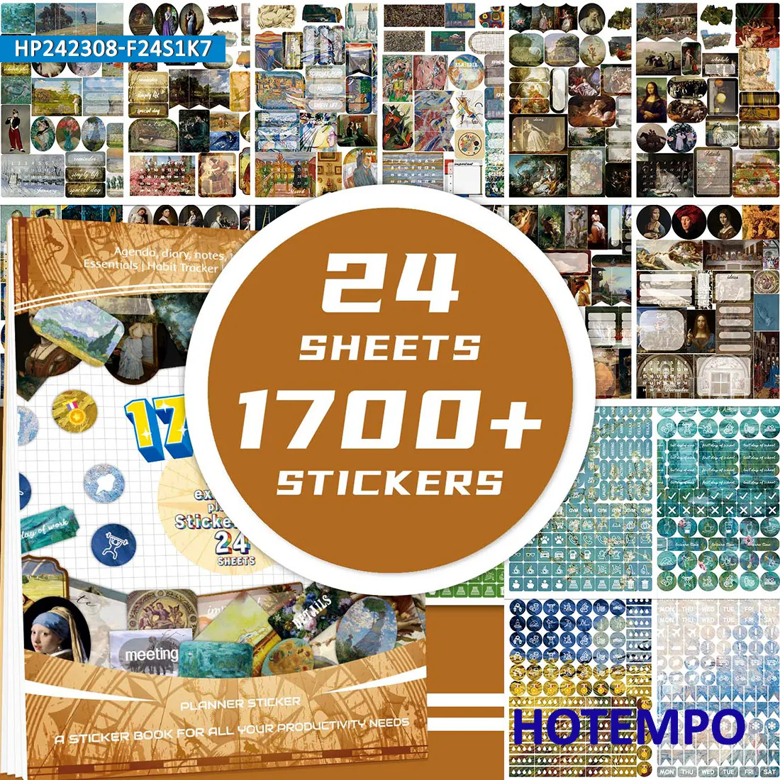 1700PCS Planning Stickers Book Art Exhibition Style Retro Graffiti Scrapbook for Reminder Notes Laptop Diary Album Phone Sticker