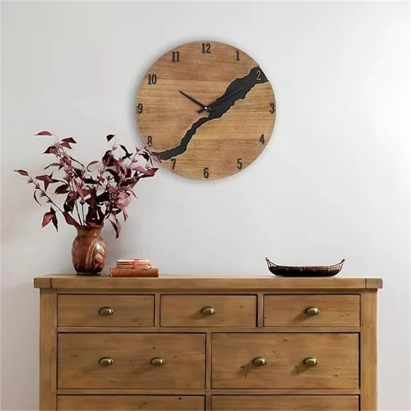 Modern Cracked Pattern Wall Clock for Bedroom Living Room or Study Decors Battery Operated Quartzs Movement Hanging Clock