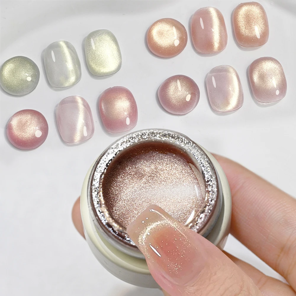 Smalto per unghie gel magnetico Cat Eye serie Golden Autumn da 8 ml Glitter Rosa Verde Oro rosa Gel semipermanente Soak Off Vernice UV e 1