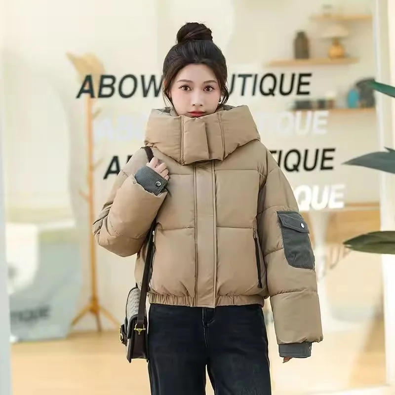 

Зимнее темпераментное пуховое хлопковое пальто с капюшоном, женское утепленное короткое пальто с длинными рукавами, женская парка, куртка, пальто, верхняя одежда, женская