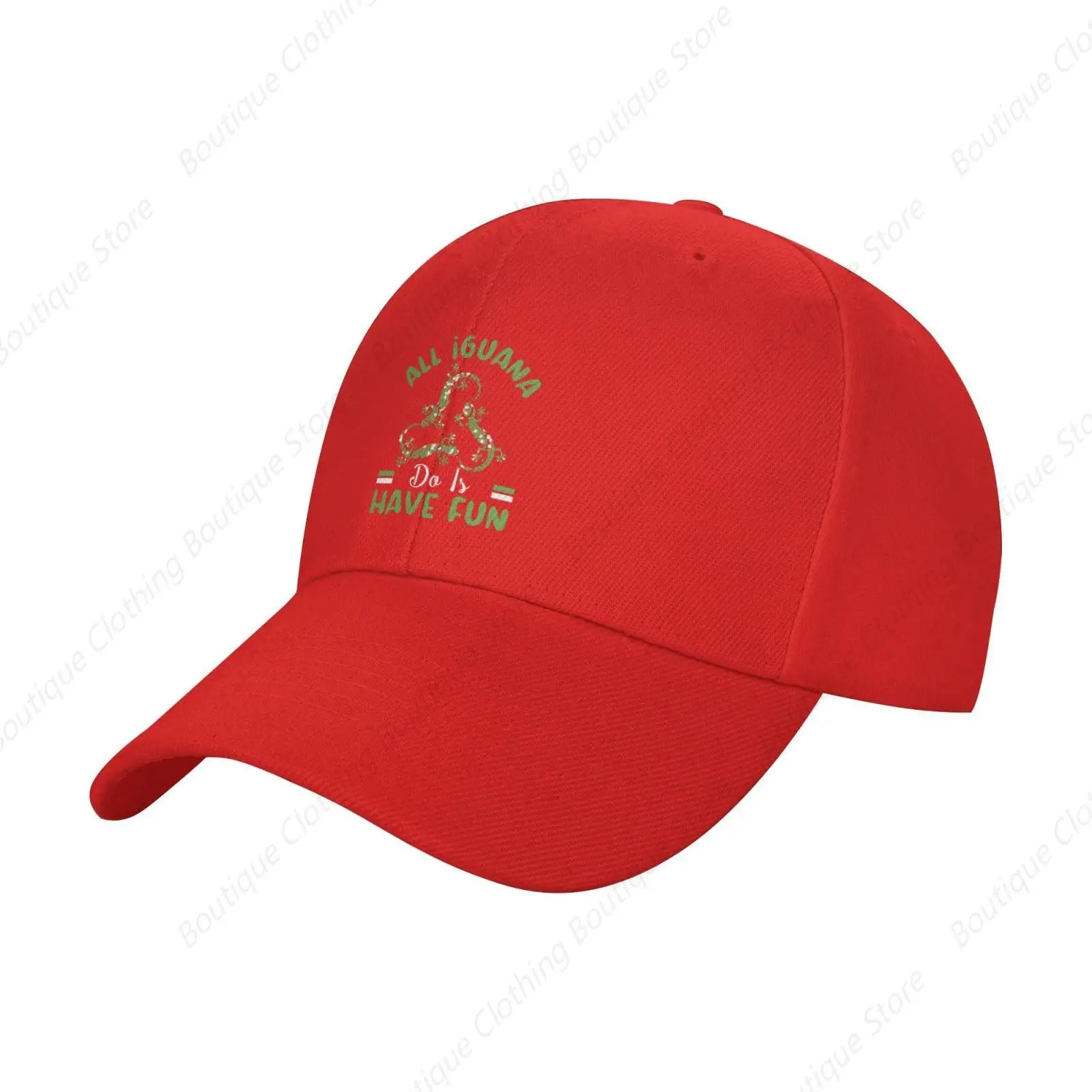 

All Iguanas Do Is Have Fun Baseball Cap Women Men Hats Adjustable Trucker Sun Hat Dad Golf Caps Red