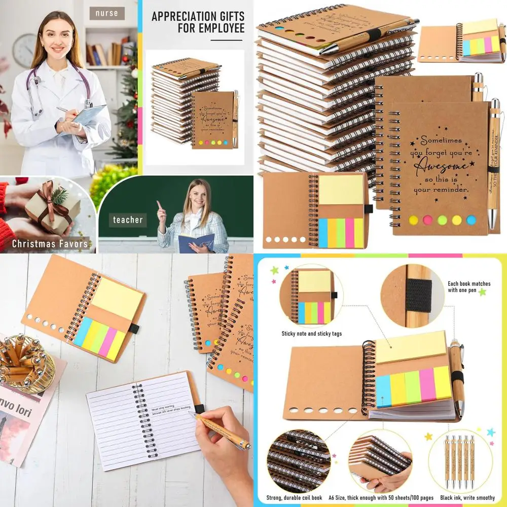 

Christmas Employee Appreciation Gifts: Inspirational Notebook, Journal with Sticky Notepad & Bamboo Pen for Nurses, Staff, Teach