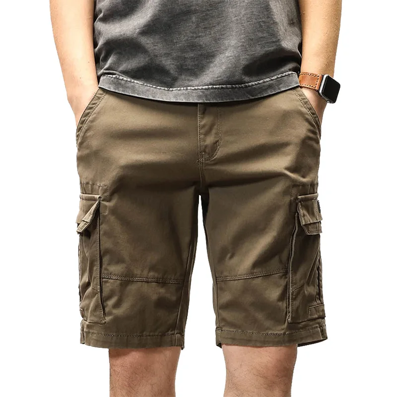 Summer Men\'s Outdoor Cargo Shorts Loose Multi-pocket Cotton Casual Pants Shorts Safari Style Workout Shorts Fashion Shorts Men