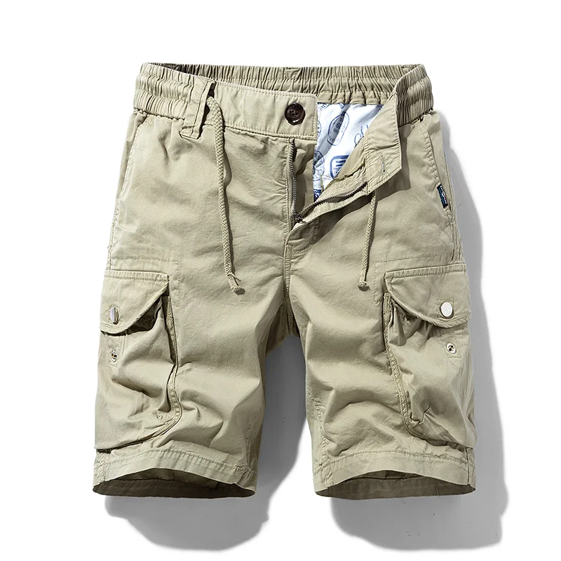 Sommer Männer Cargo Baumwolle Shorts Hosen Herren Kleidung elastische Taille lässig solide Strand Jogger Multi Pocket Shorts männlich 40