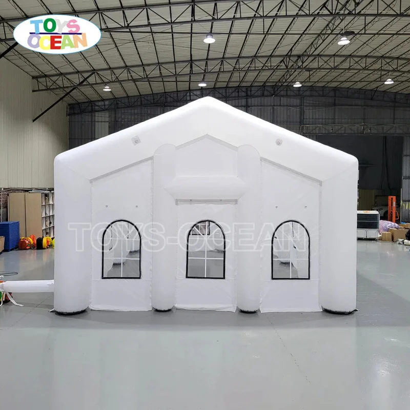 White Inflatable Event Tent Outdoor Wedding Party Exhibition Portable Waterproof Air Tent with Arched Windows
