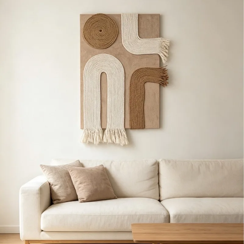 Wabi Sansan hand-woven tapestry sisal wall decoration living room entrance bedroom bedside background