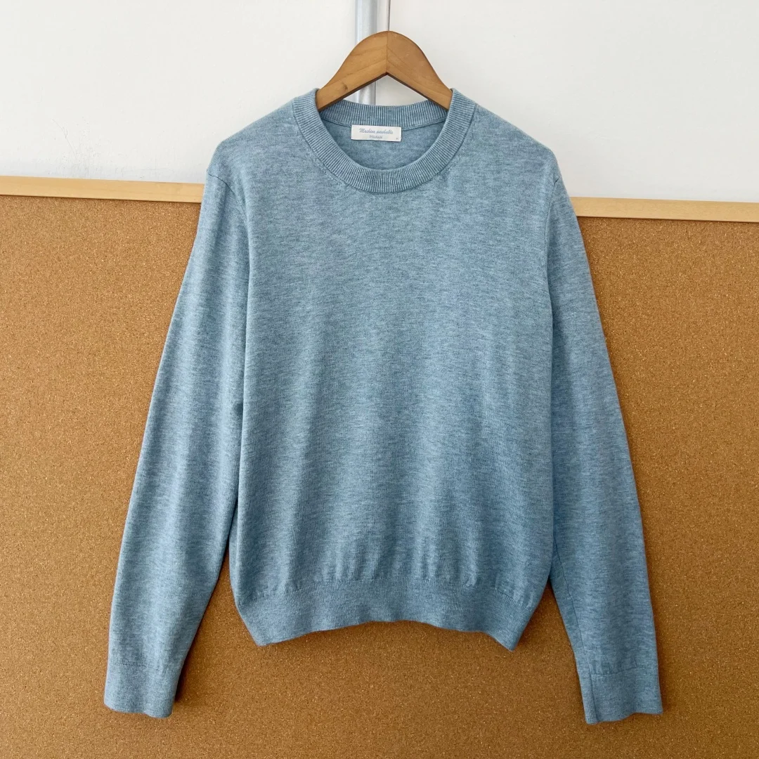 الكورية Sle عارضة طويلة Sve محبوك سترة جولة Ne لون نقي مريح تخفيف الخريف الدفء قطعة واحدة #2