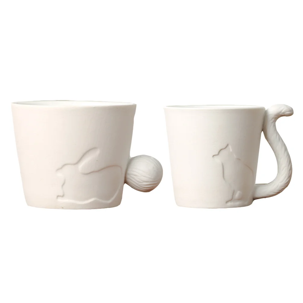 

2Pcs Ceramic Mug Animal Pattern Large Capacity Round Rim Creative Coffee Tea Cup Hand Painted Water Milk Juice Drinkware