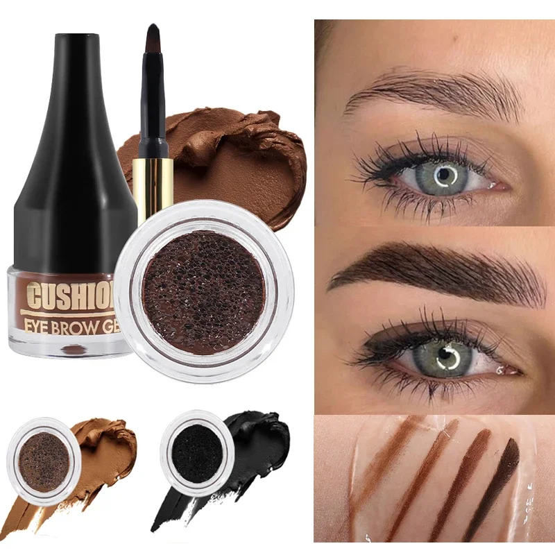 4 Colors Brown Black Eyebrow Cream Enhancers Waterproof Long-lasting Air-cushion Dye Brows Gel Tinted Makeup Liquid Eyebrows