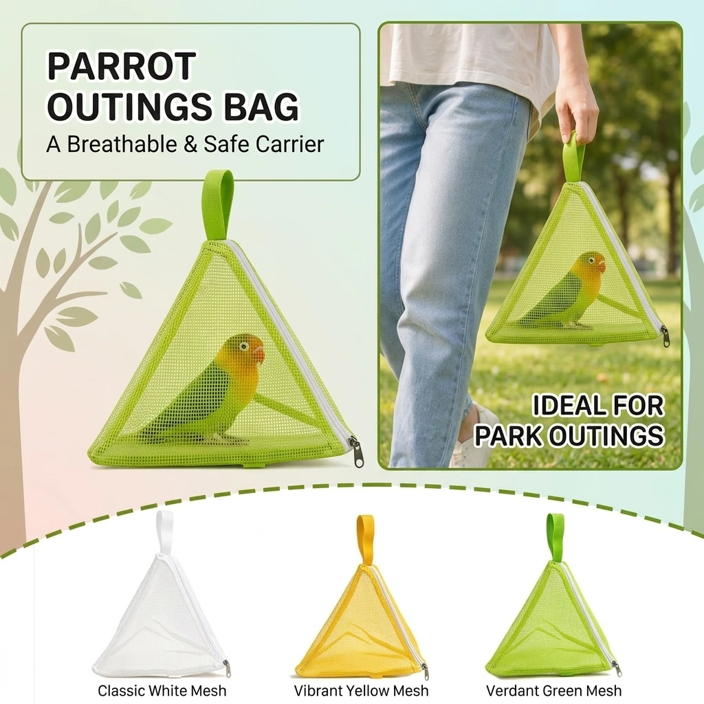 Hand-Held Parrot Outdoor Bag Breathable Cool Nest Triangle Mat Peony Tiger Design Bird Nest for Pet Parrots