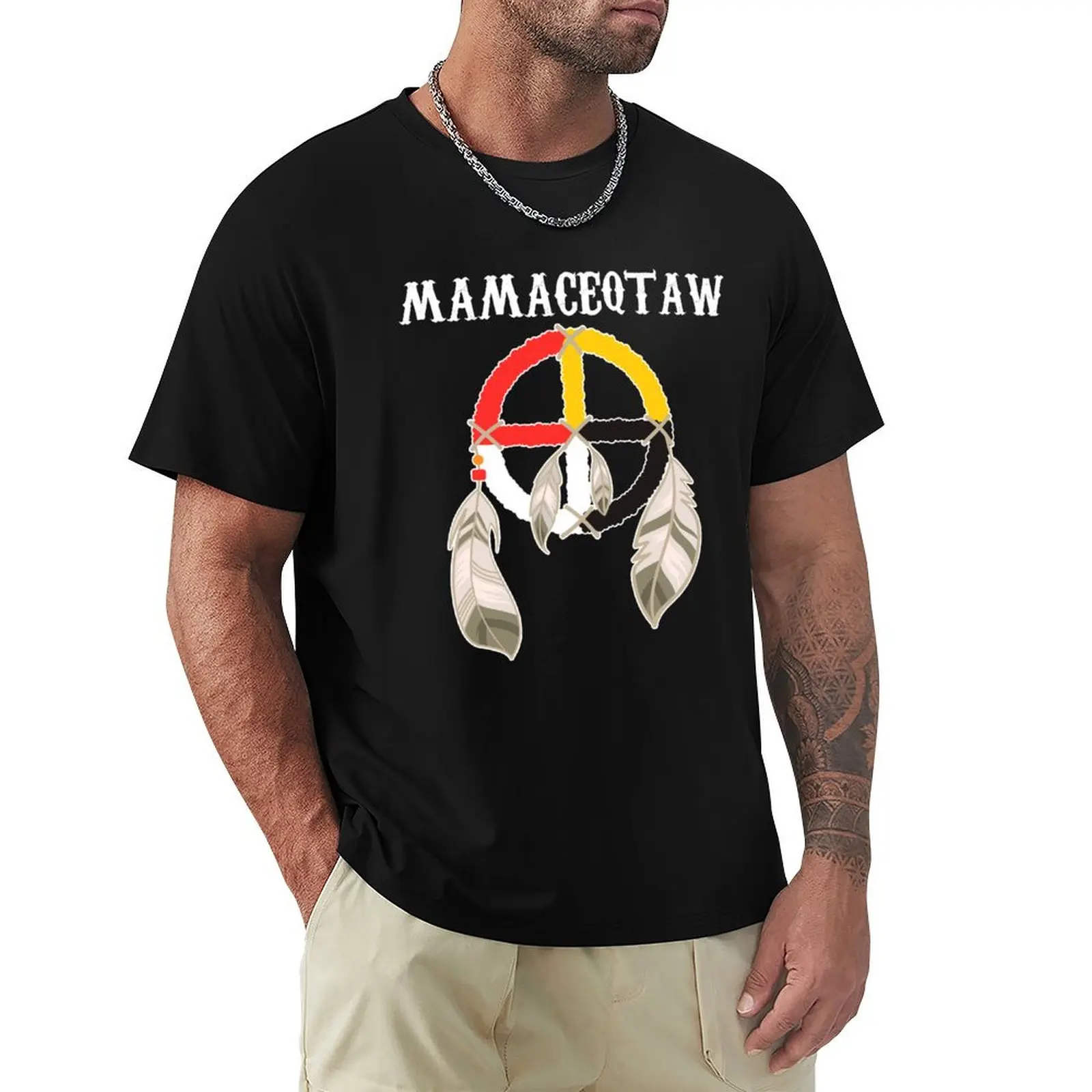 

Mamaceqtaw Nation Menominee Medicine Wheel T-Shirt cotton man t-shirts Blouse mens graphic t-shirts hip hop