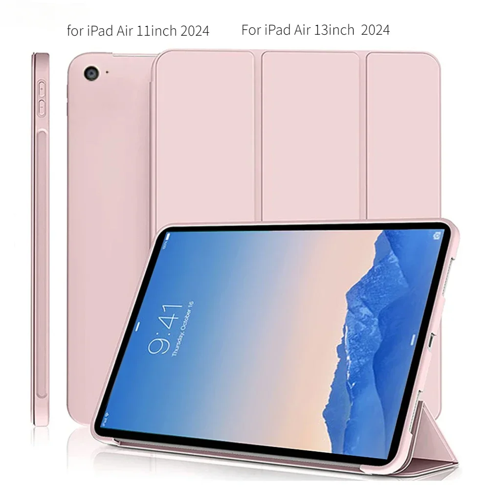 

For iPad Air 11 M2 Case A2903 A2904 A2902 2024 For iPad Air 13'' A2899 A2900 A2898 TPU Triple Fold Soft Shell Tablet Cover