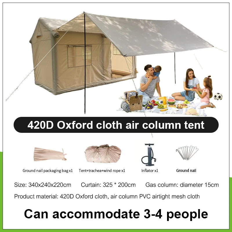 Inflatable Camping Air Tent Hand Pump Easy Setup 3000mm Waterproof Windproof Four-Season Oxford Quick Automatic Tent