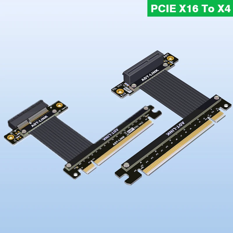 ADT-Link PCI Express X16 To X4 Extension Cable Riser Board , Extender Adapter Edge Card Connector Gen4