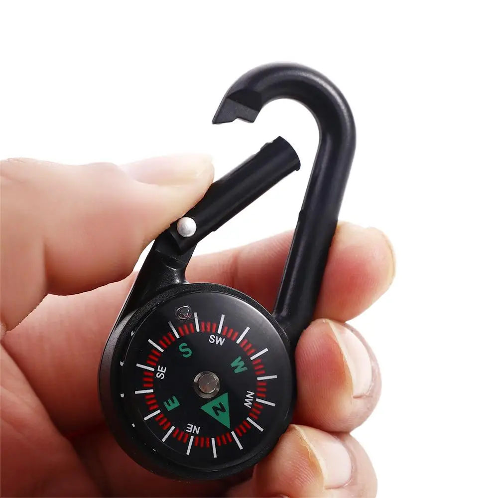 Camping Hiking Compass Multifunctional Quick-Hook Buckle Compass Plastic Alloy Compass North Needle Survival Kit Small Gift