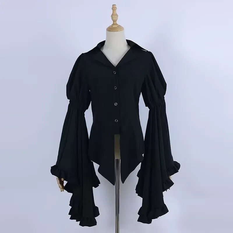 

Harajuku Vintage Elegant Lolita Shirts Women Gothic Flare Sleeve Blouses Female Y2k Aesthetic Casual Retro Tops Mujer Camisas