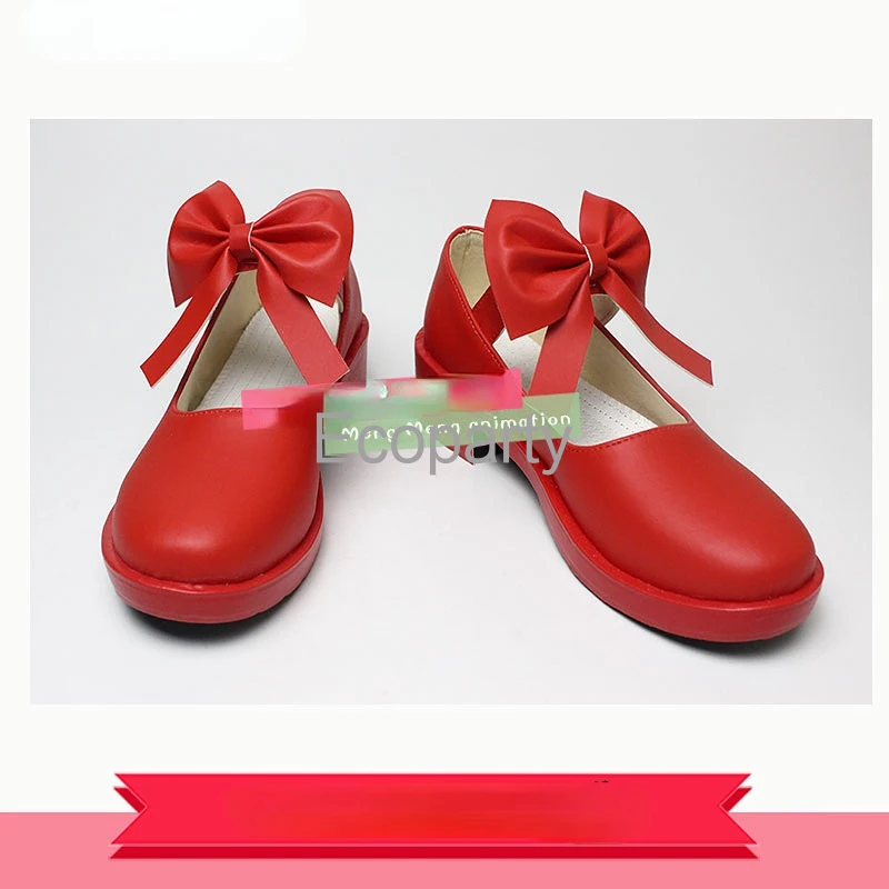 Zapatos de cuero Pu con lazo rojo para mujer, zapatos de Cosplay de Sakura, Captor de tarjetas de Anime japonés, encantador, Kawaii, Lolita, personalizado