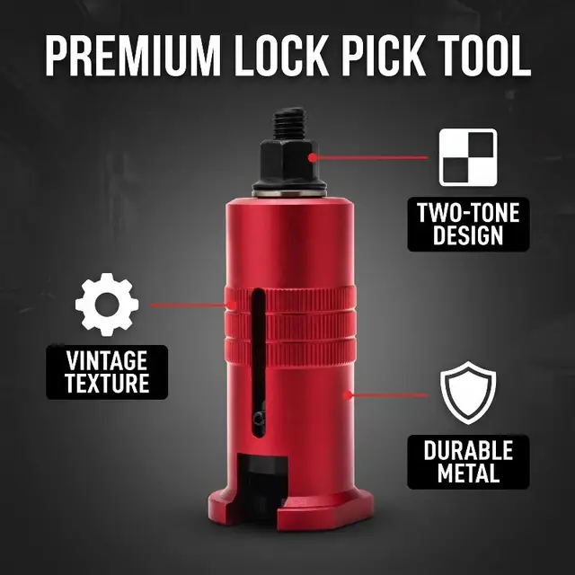 Professional Locksmith Tool Set - Red Stainless Steel Lock Cylinder
