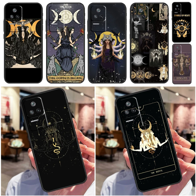 Triple Moon Goddess Hecate Tarot Card Case For Xiaomi 13 12 Lite 12X 11T 12T Pro Cover For POCO F5 X5 X3 Pro X4 F4 GT F3 C40 M5s