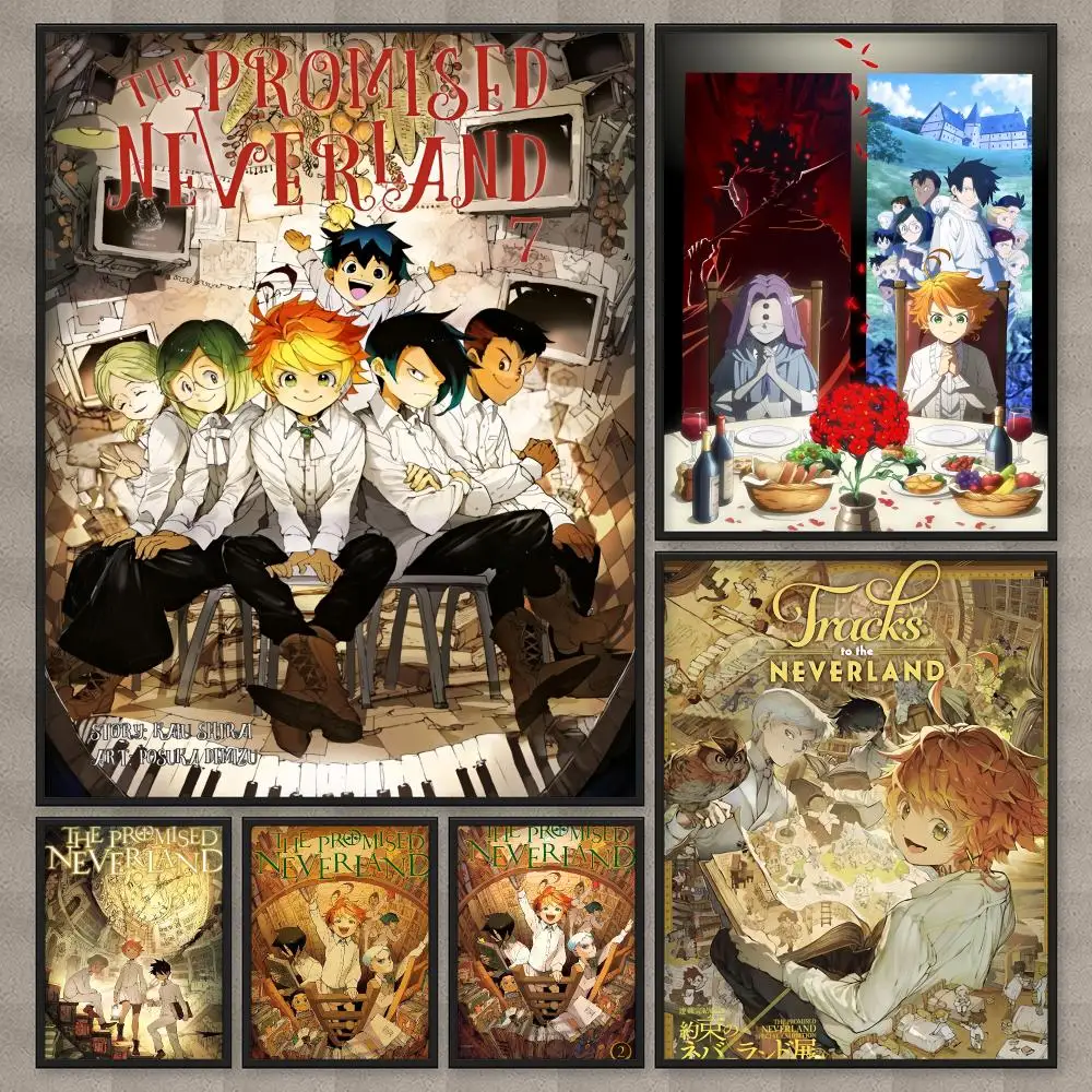 Anime T-The Promised Neverland Poster HD Wall Art Home Decor Waterproof Print Bedroom Garage Party Gift