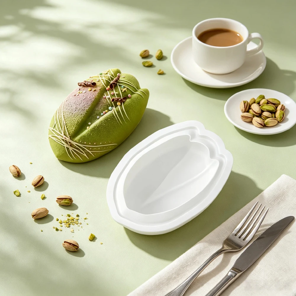 1/6/12-Cell Pistachio With Shell Design Food Grade Mousse Cake Mould Silicone Chocolate Mold Dessert Baking Tools Soap Mold