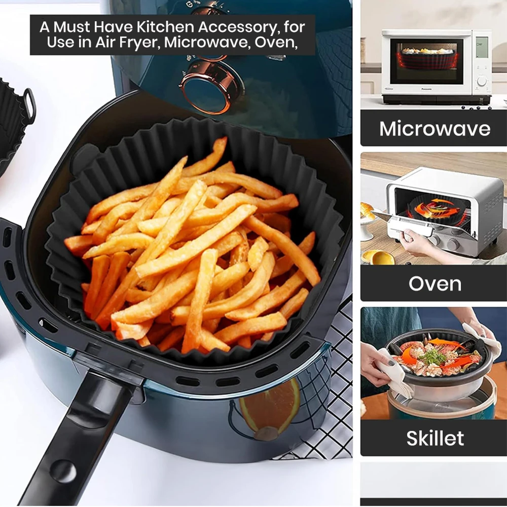 قطعة واحدة من بطانة مقلاة الهواء المصنوعة من السيليكون القابلة لإعادة الاستخدام - حصيرة خبز قابلة للطي وغير لاصقة - مقاومة للحرارة، ملحقات الطبخ في المطبخ