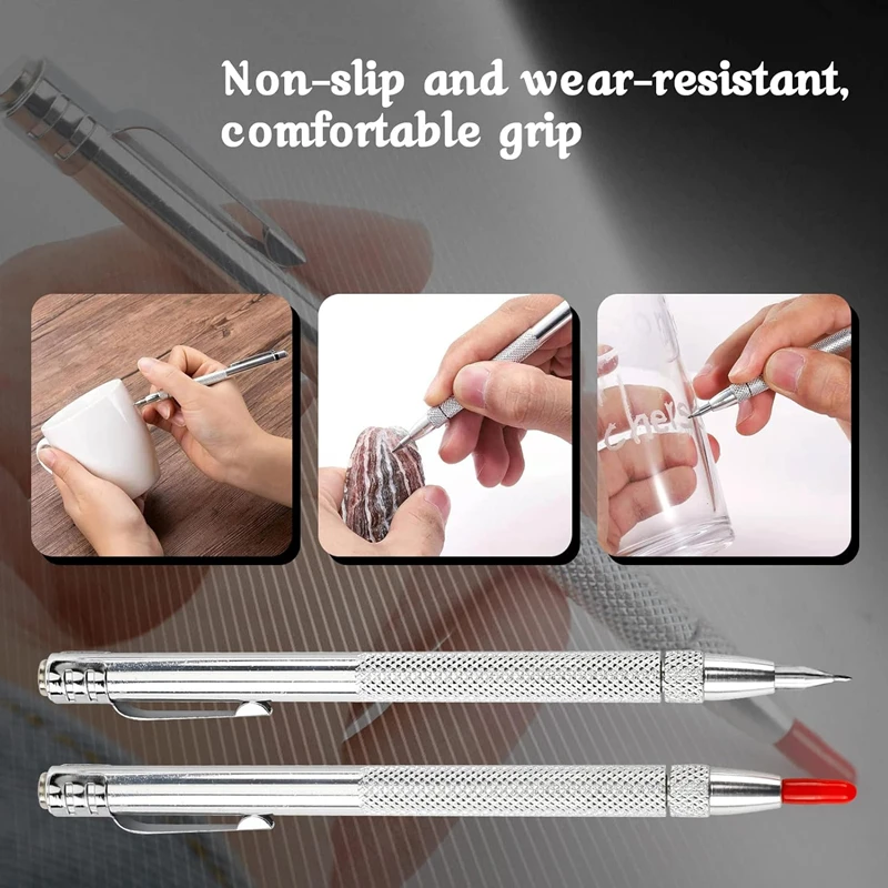 Newest Diamond Tile Marking Pen Set,Precision Metalworking Woodworking Tools For Cutting Punching Glass Tiles Utility Knife Pen