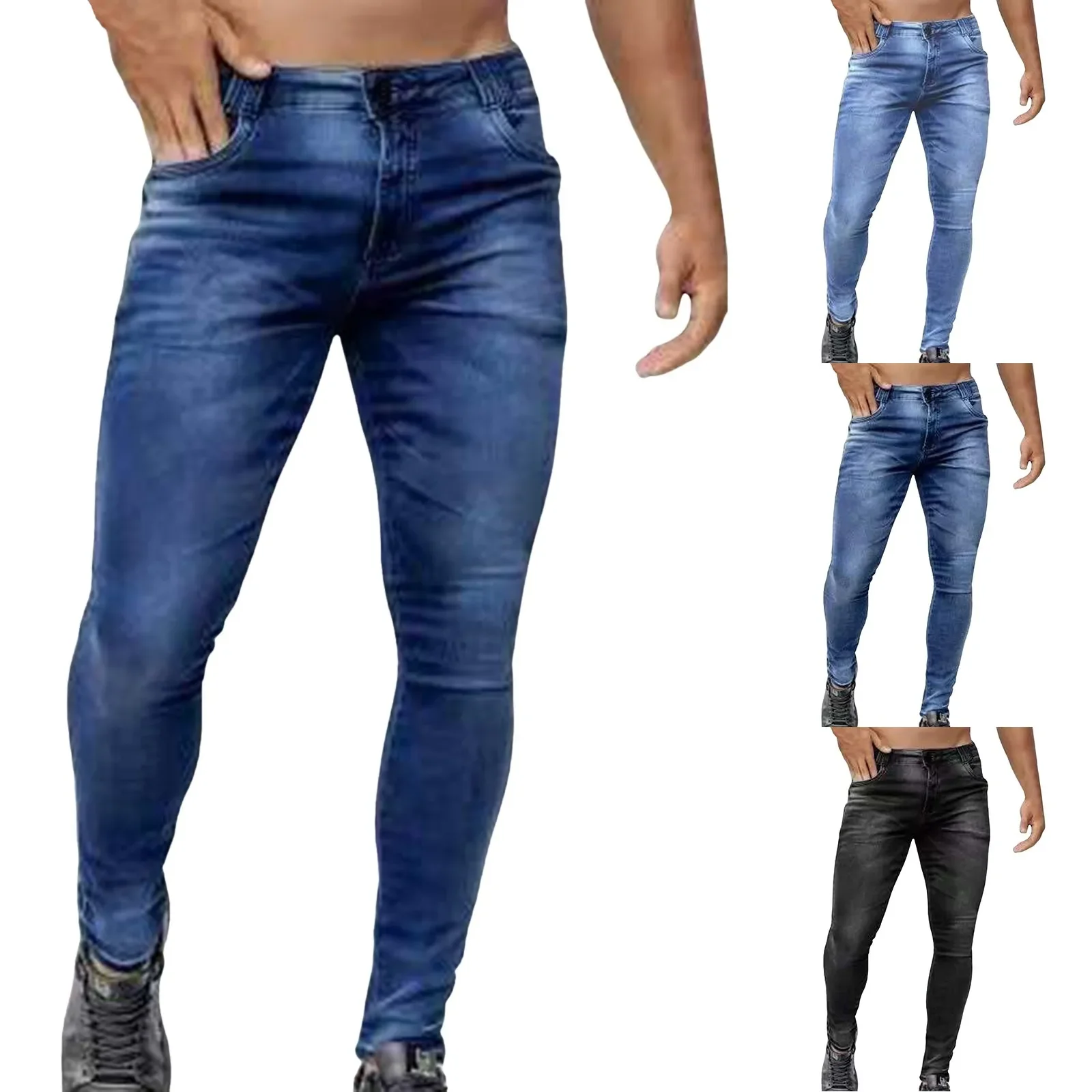 

Men Sexy Jeans Denim Pants Casual Pantalon Mens Clothes Fashion 2025 European and American style Blue Black Trousers