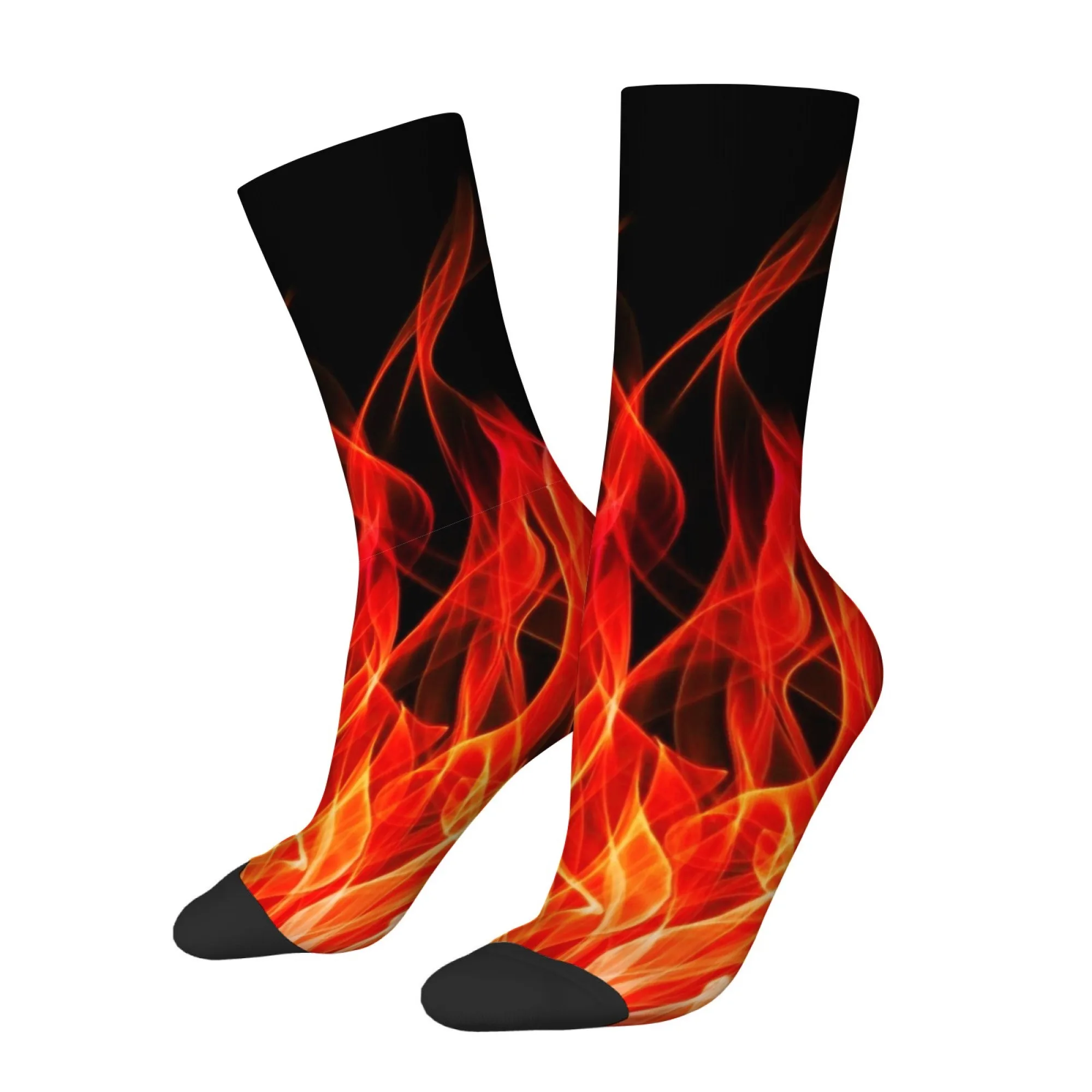 Flame Print Street Style Socks Soft Comfortable Skin Friendly Men's Socks Sports Running Socks Novel Trendy Compression Socks
