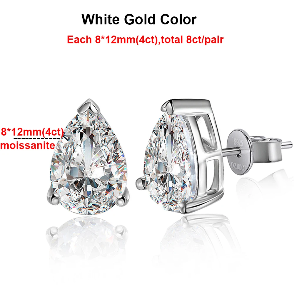 1-4CT peer geslepen Moissanite oorbel voor vrouwen GRA gecertificeerde gesimuleerde diamant S925 verzilverd 18k goud waterdruppelvorm Stud oor