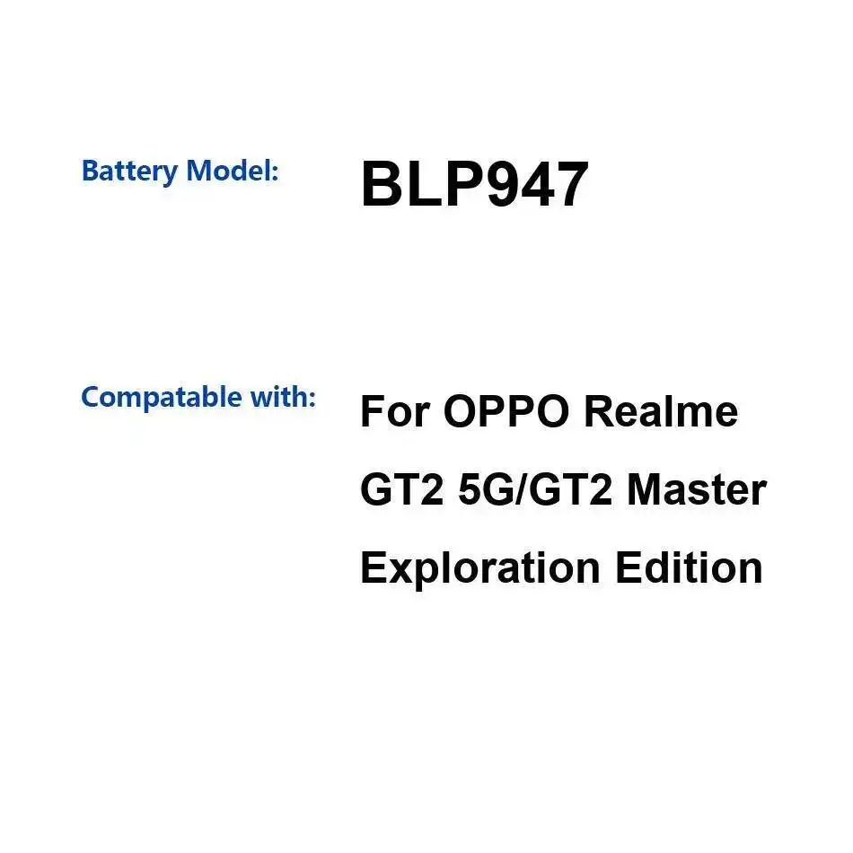 

2500Mah Mobile Phone Battery Long-Lasting Performance For Oppo Realme GT2 5G Master Exploration Edition BLP947