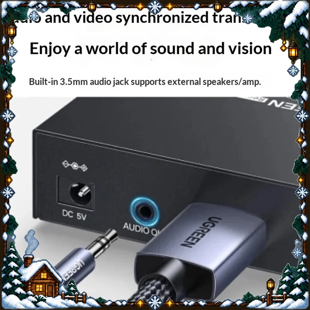 UGREEN CM452 HDMI over Fiber Extender KVM Single Mode Single Fiber LC 4K with 3.5mm Audio Port