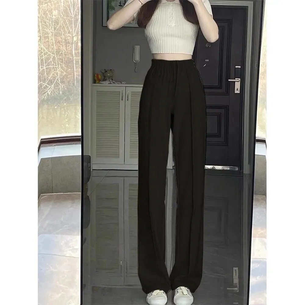 High Waist Vintage Casual Y2k Street Style Straight Trousers Female Korean Harajuku Aesthetic Goth Wide Pants Solid Loose Pants