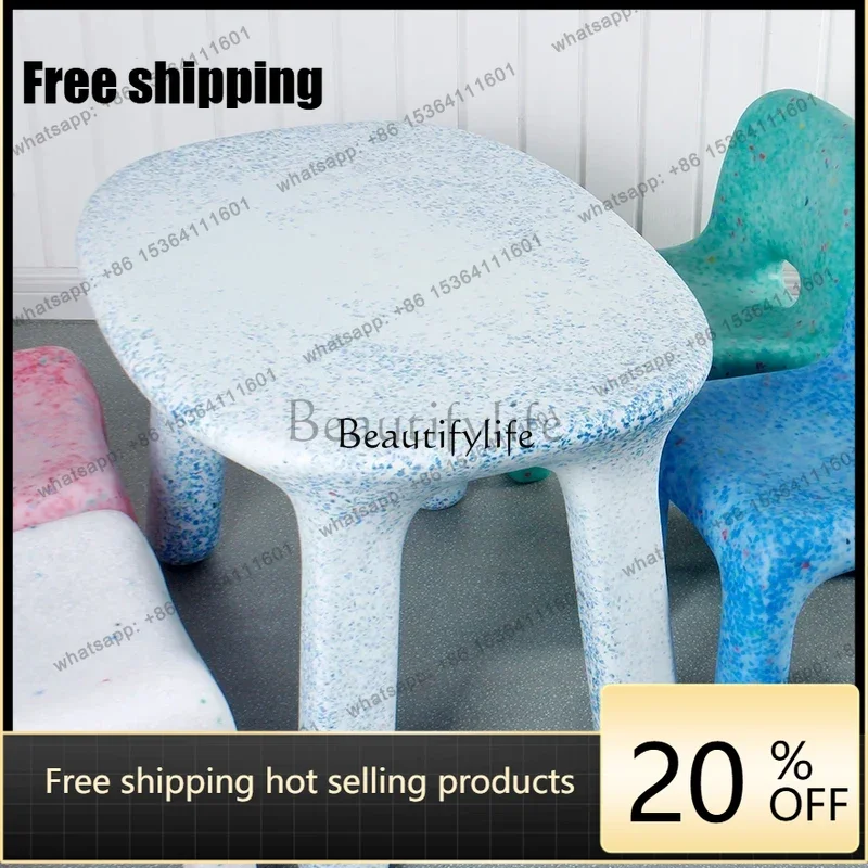 JJ Imitation marble creative starry sky dining table eating activities drop-resistant game table