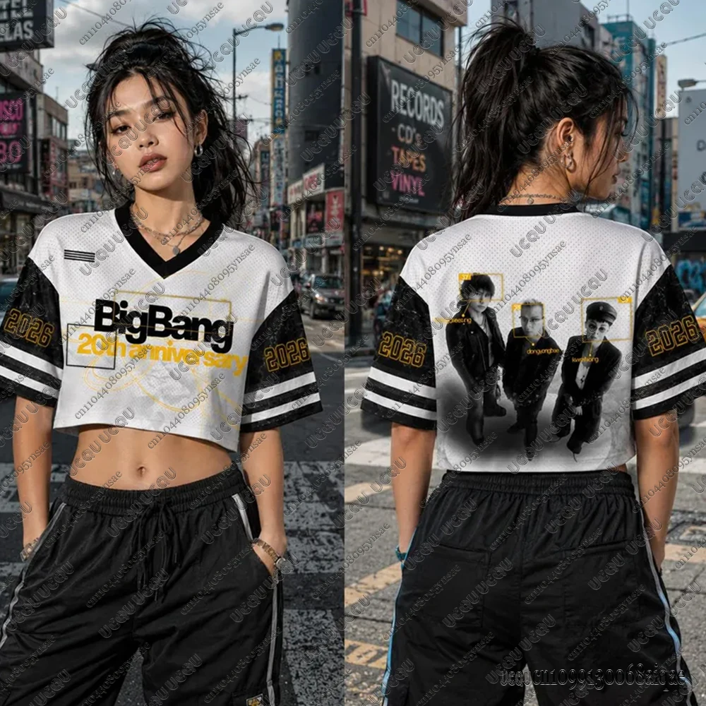 26-27 Kpop Big Bang 20. Jubiläum Crop Tops für Frauen Lässige Mesh-Sport-Baseball-Trikots Big Bang Konzert-Shirts Y2K Tops – Detail 5