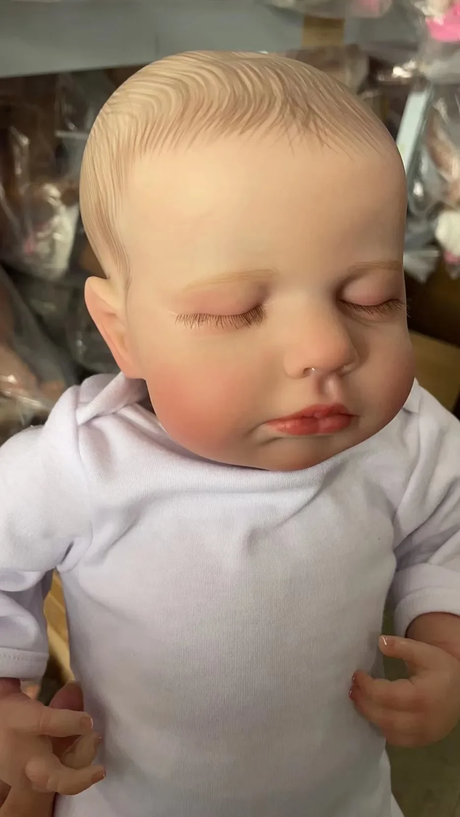 Bambola rinata d'arte da collezione di alta qualità LouLou da 19 pollici, realistica, morbida al tatto, con capelli disegnati a mano