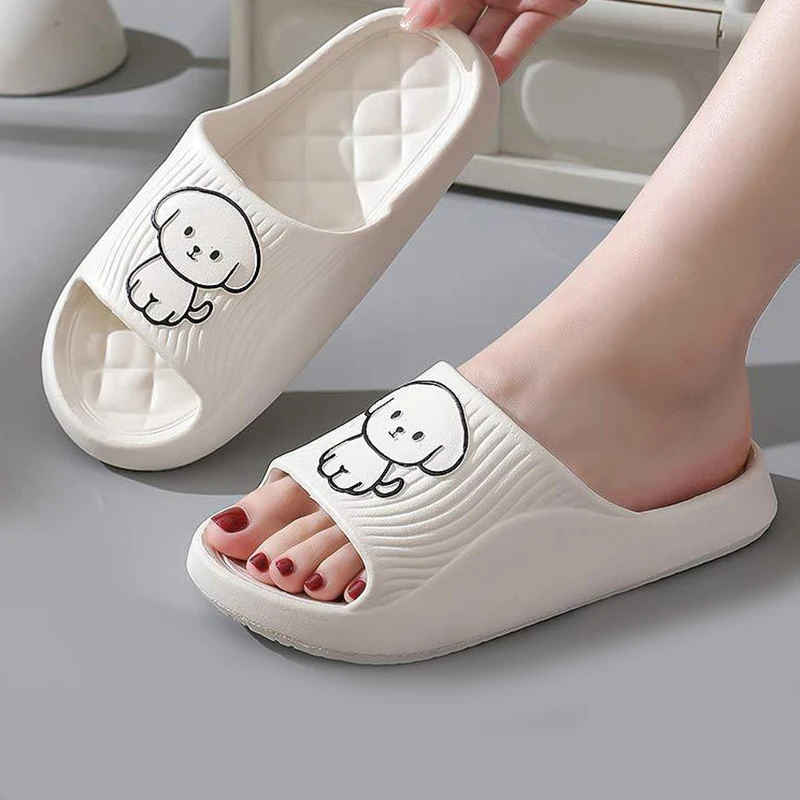 Summer Slippers Bathroom Platform Non-Slip Home Bear Cartoon Flip Flops Beach Women Slipper Sandals Slides Indoor Outdoor 2024