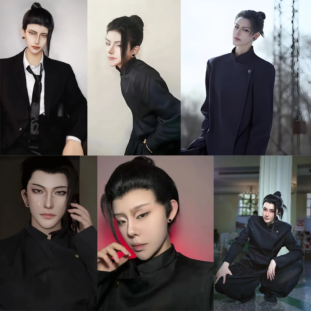 أنيمي Jujutsu Kaisen Geto Suguru تأثيري الشعر الاصطناعية 12 بوصة كعكة الأداء اليومي جودة عالية شعر مستعار طبيعي مقاوم للحرارة #6